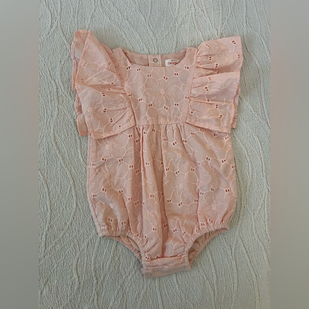Cat & Jack Peach Eyelet Ruffle Sleeve Bodysuit